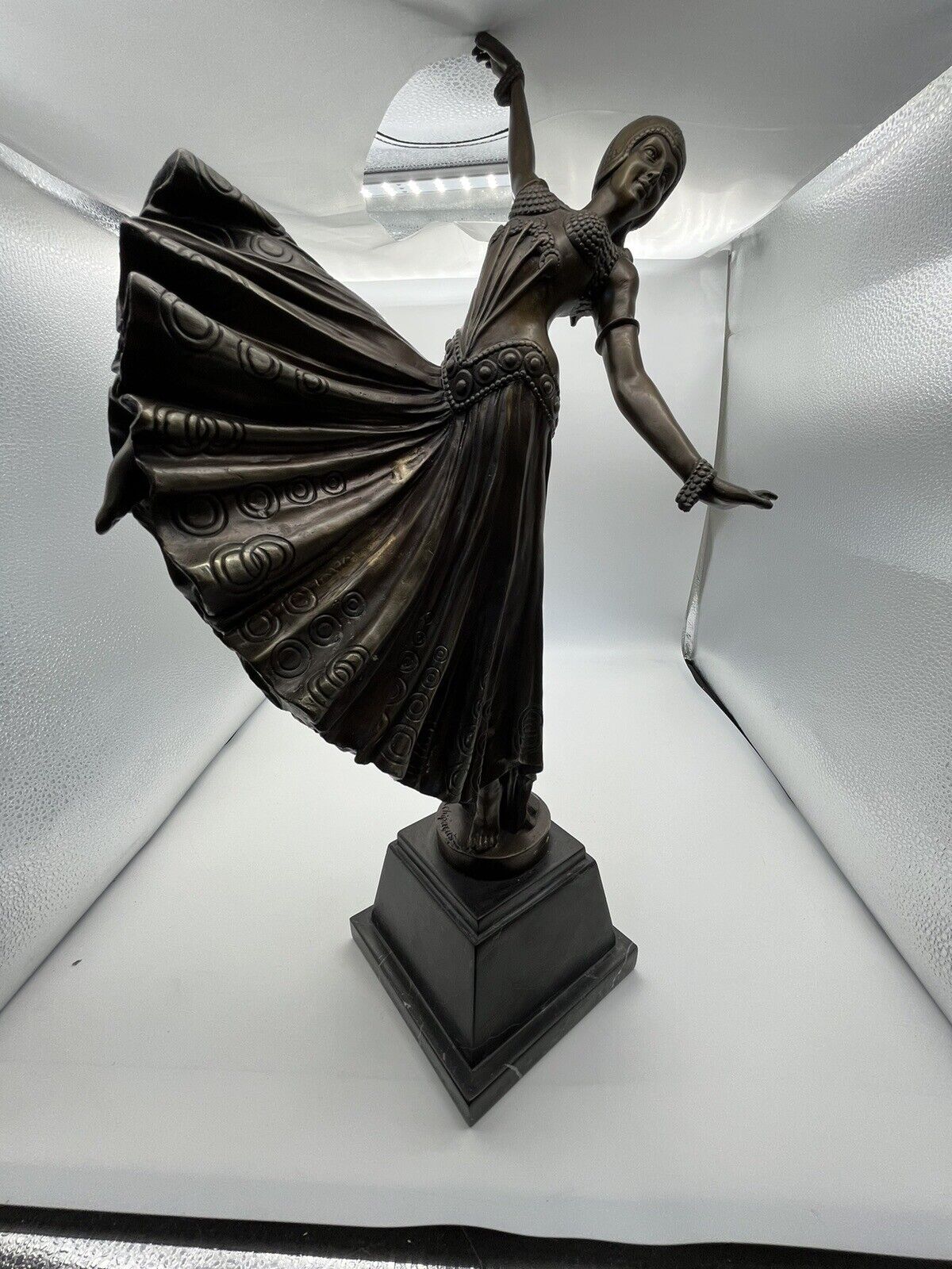 Art Deco Metal Bronze Sculpture Dancing Figure Demetre Chiparus Signed