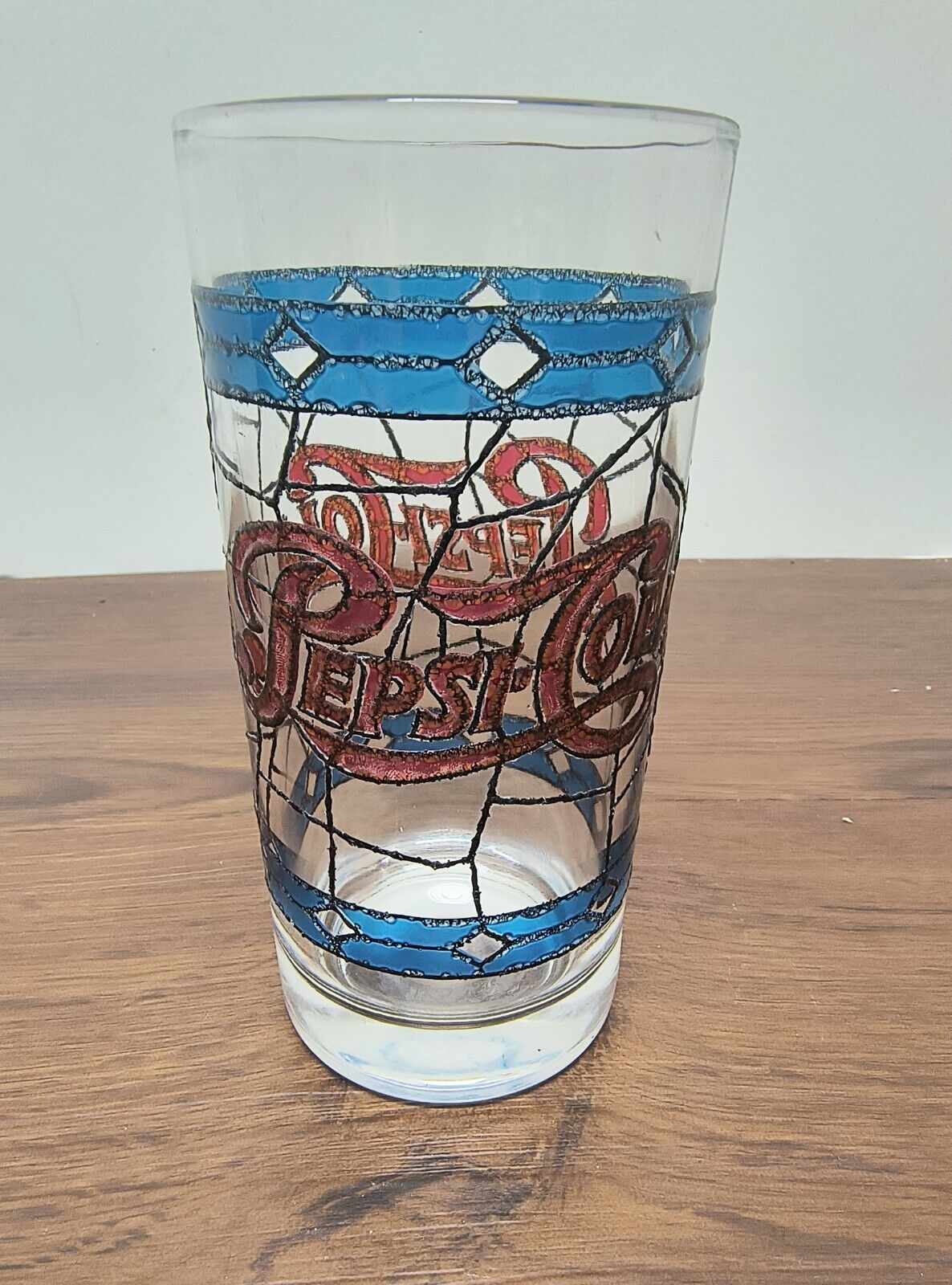Vintage  Pepsi-Cola 1970\'s Tiffany Style Stained Glass Cup