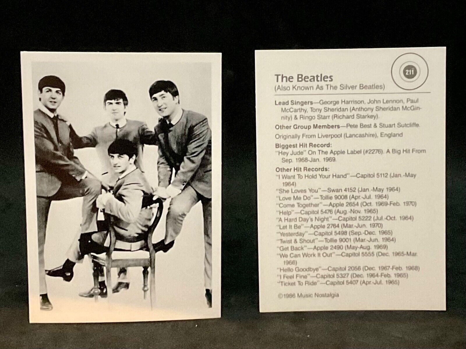 The Beatles 1986 Music Nostalgia Trading Card #211 NM-MT)