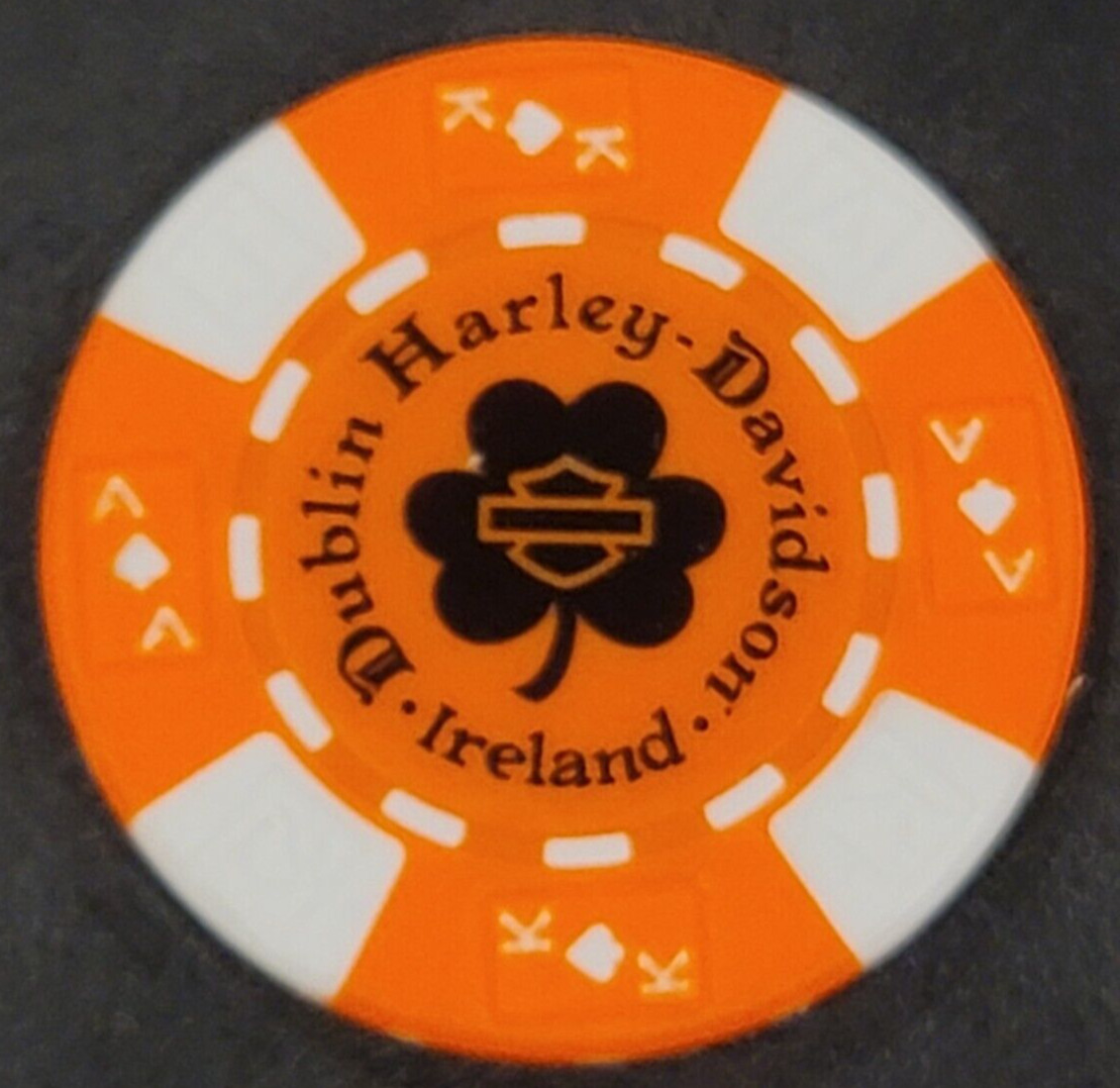 DUBLIN HD~ (IRELAND) Orange/White AKQJ ~ INTER'NL HARLEY DAVIDSON POKER CHIP