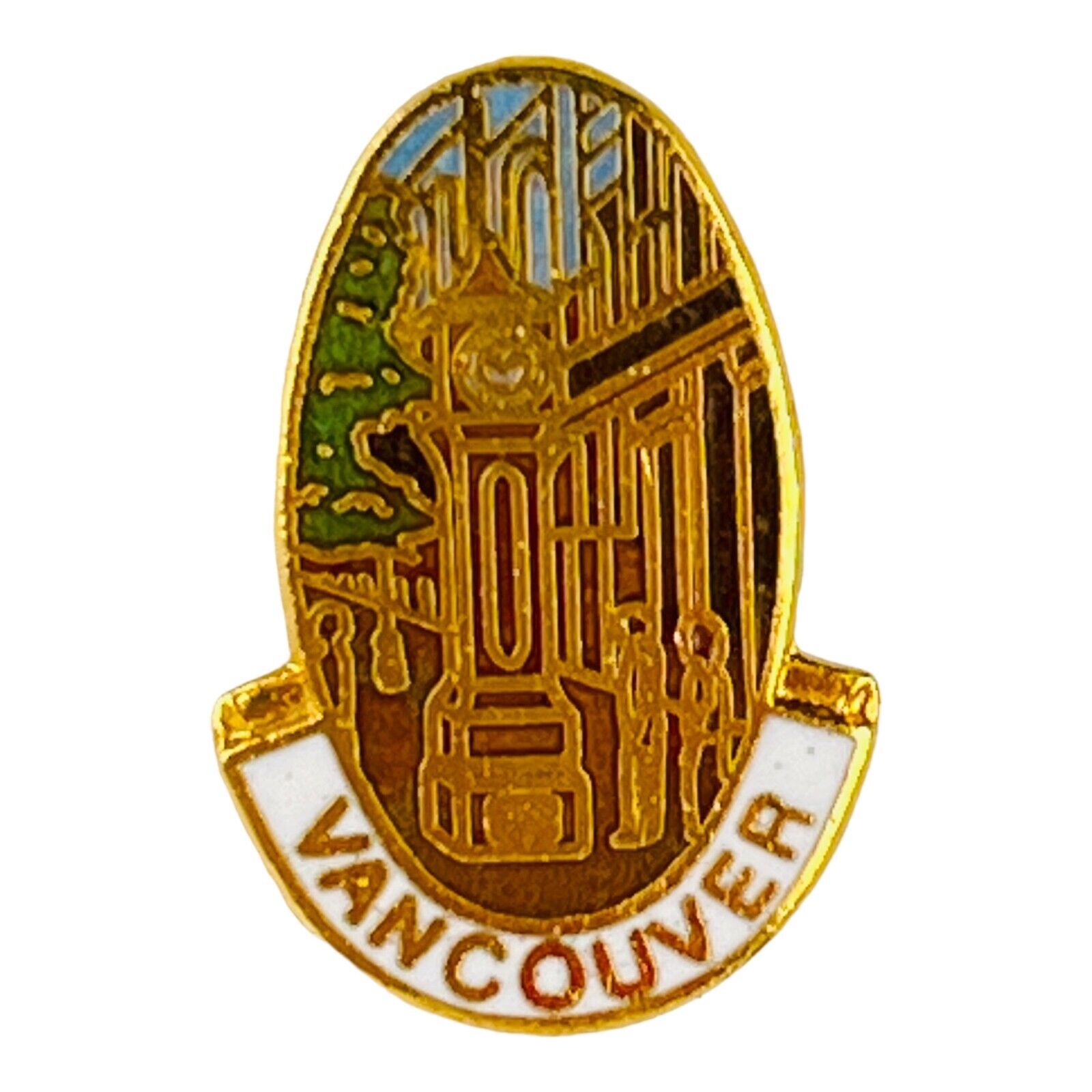 Vintage Vancouver Gastown Steam Clock Lapel Hat Pin Canada Travel Souvenir Gift