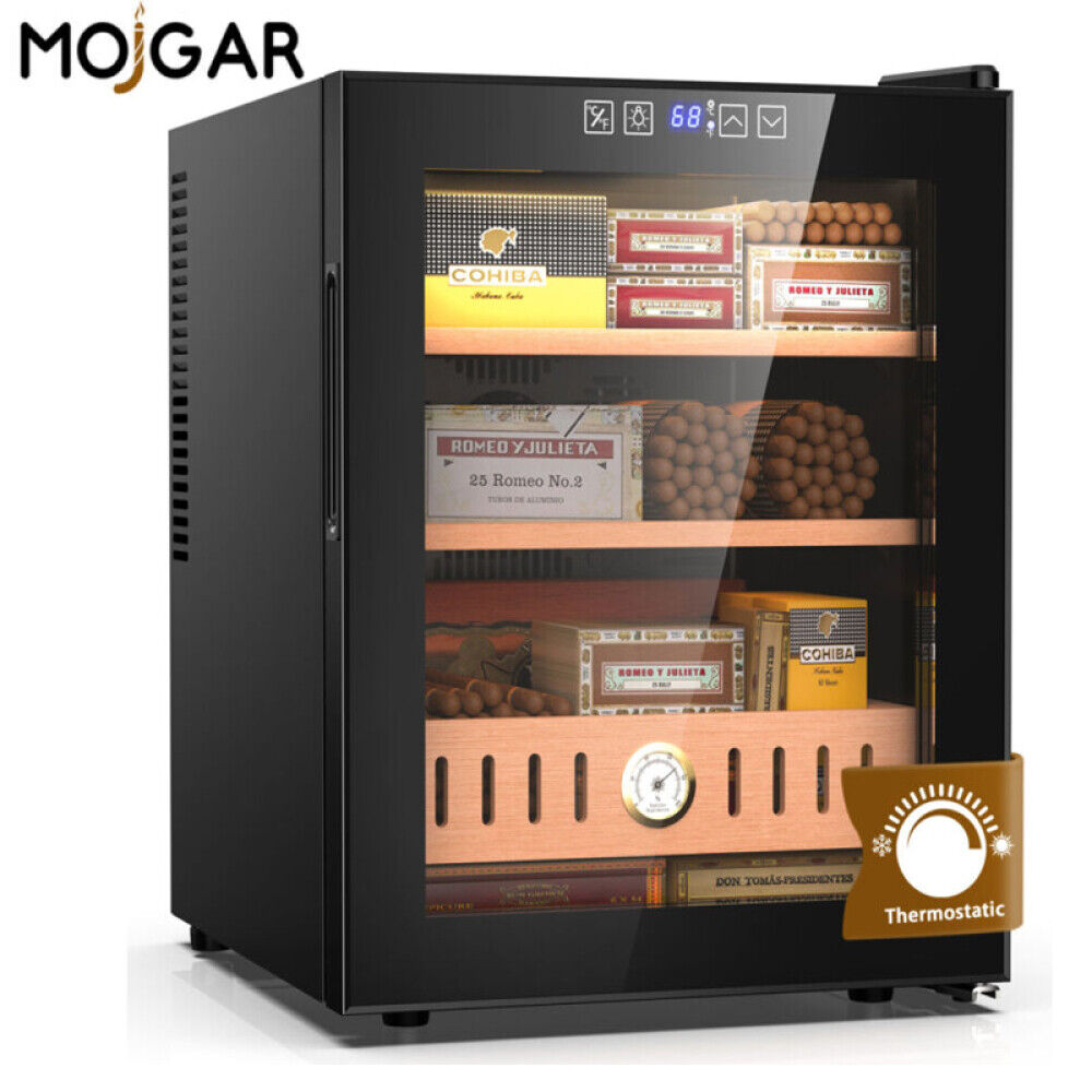 MOJGAR 50L Electric Cigar Humidor Cooler & Heated Cedar Wood Shelves 300 Counts