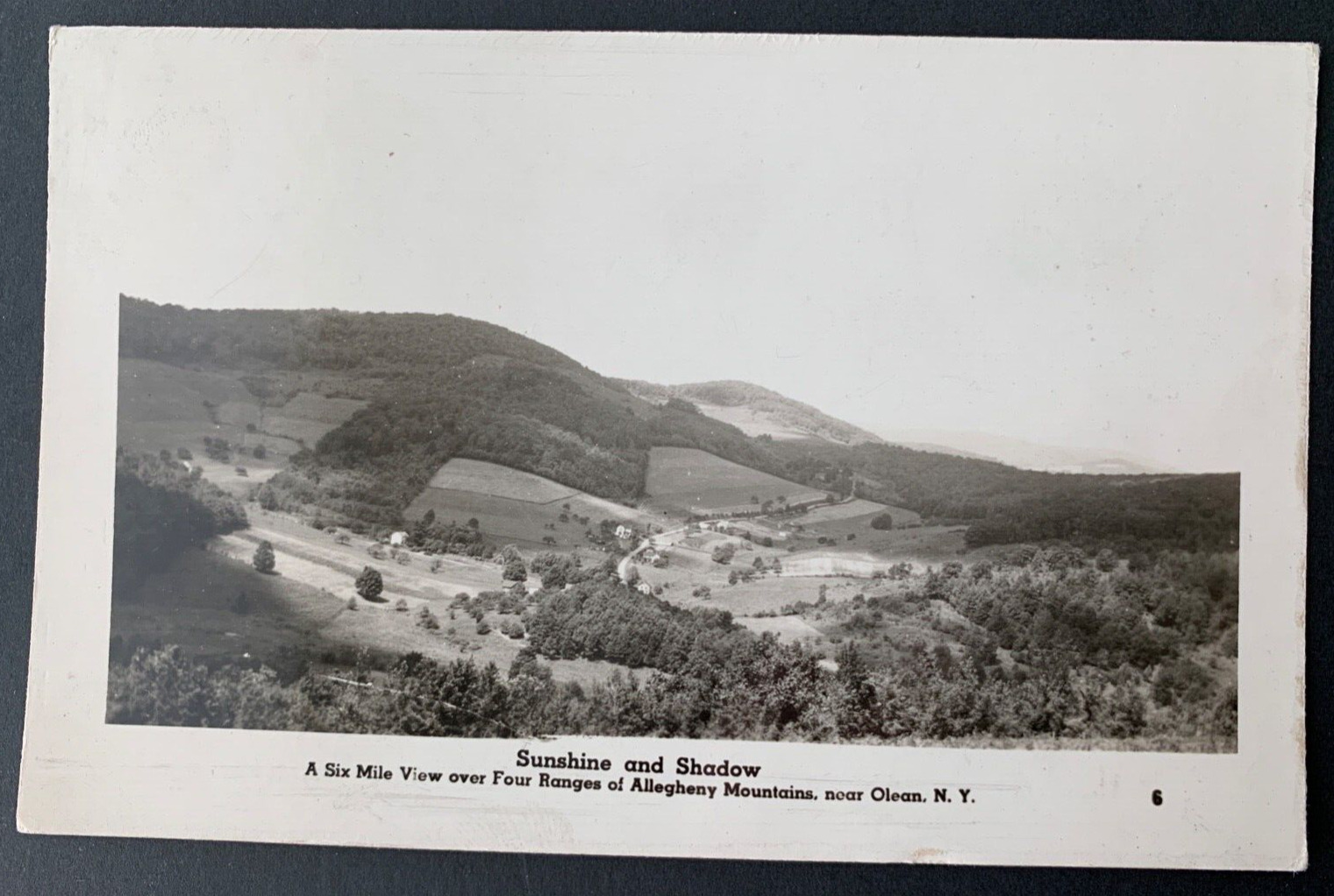 RPPC Postcard Olean NY - Allegheny Mountains Sunshine and Shadow