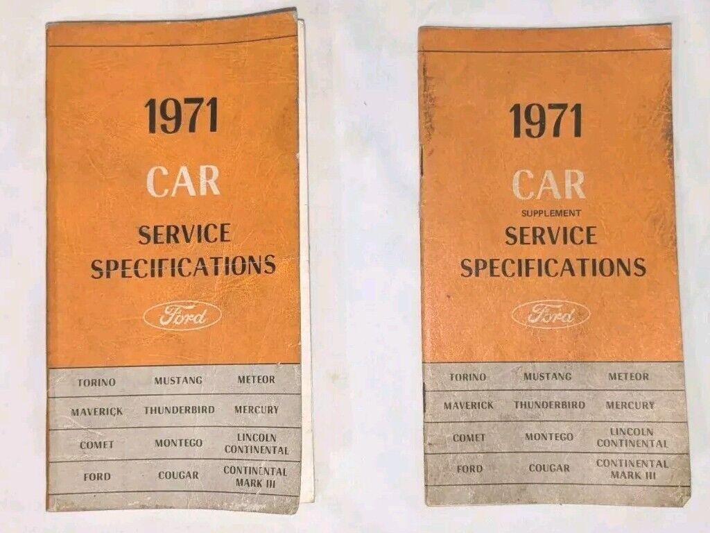 Vintage 1971 FORD CAR SERVICE SPECIFICATIONS Manual AND SUPPLEMENT ** 2 Manuals 