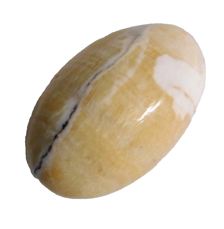 Alabaster Natural Polished Stone Egg Cream Yellow w/White Marbling 3