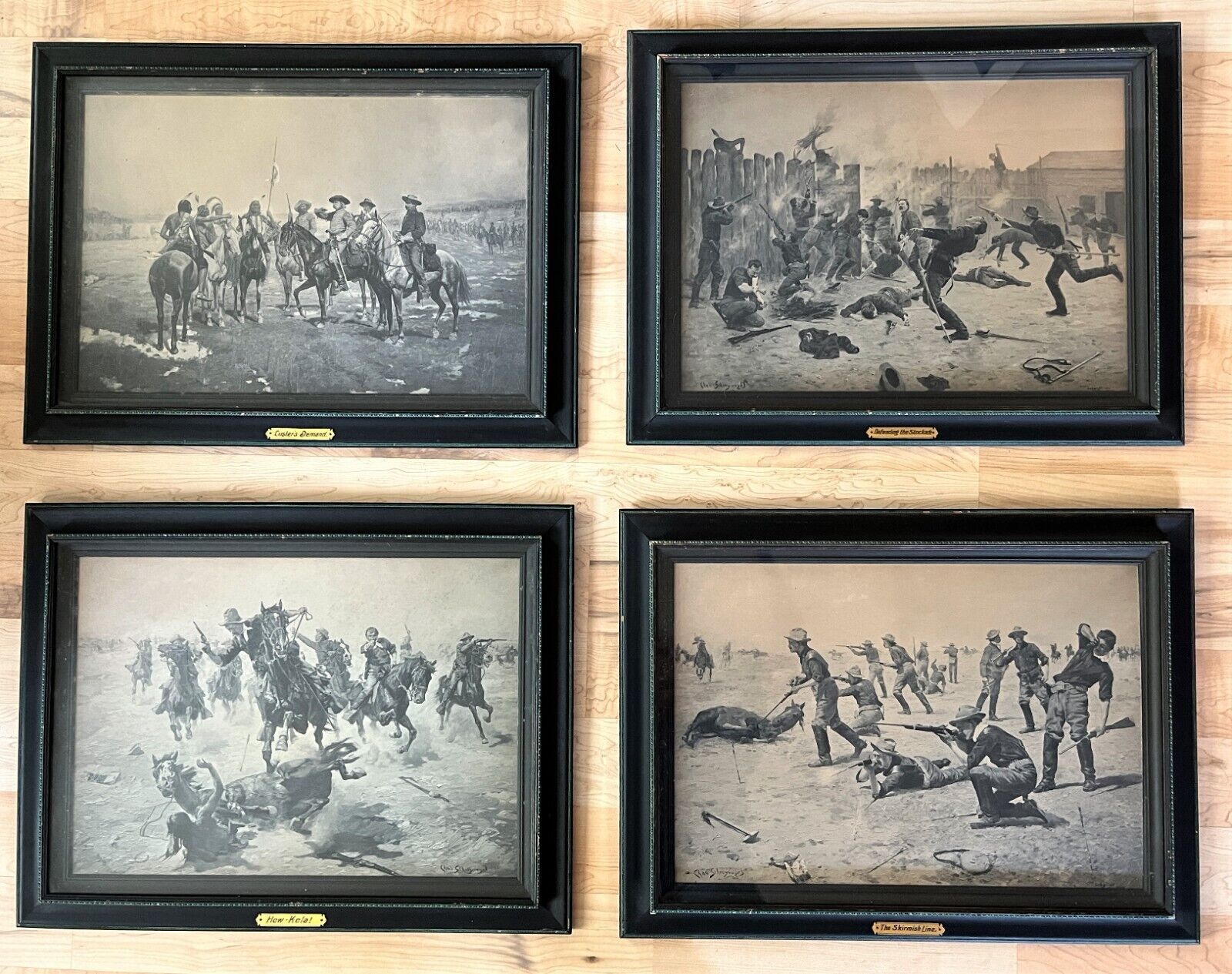 Four Rare Original Charles Shreyvogel Western Platinum Prints