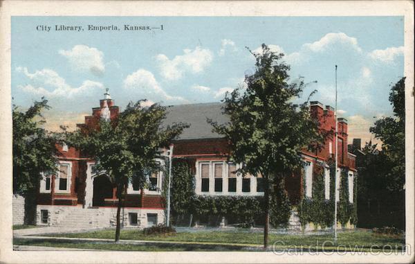 1989 Emporia,KS City Library Kropp Lyon County Kansas Antique Postcard 15c stamp