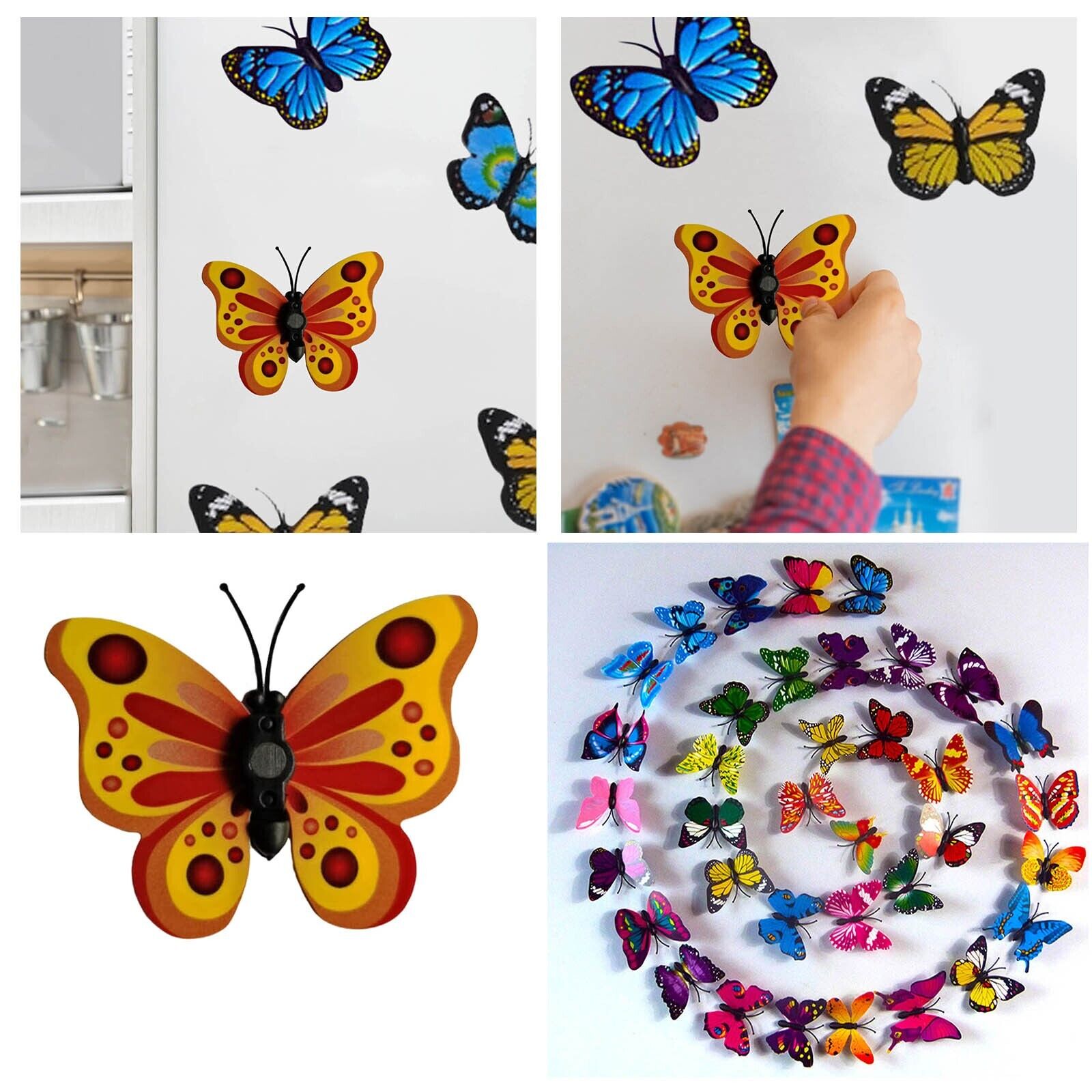 1pcs PVC 3D Butterfly Fridge Magnets Refrigerator Magnets Wall Stickers Decor