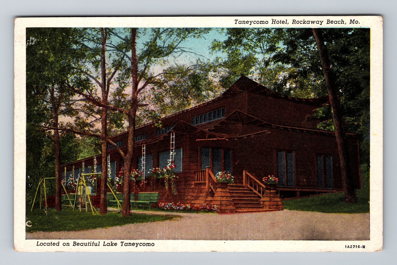 Rockaway Beach MO-Missouri, Taneycomo Hotel, Advertise, Vintage c1951 Postcard