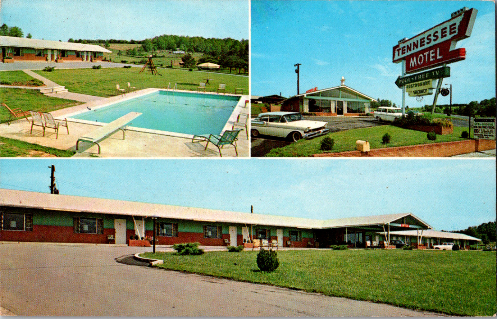 Vintage 1950\'s Tennessee Motel Restaurant Highway Route 411 Etowah TN Postcard
