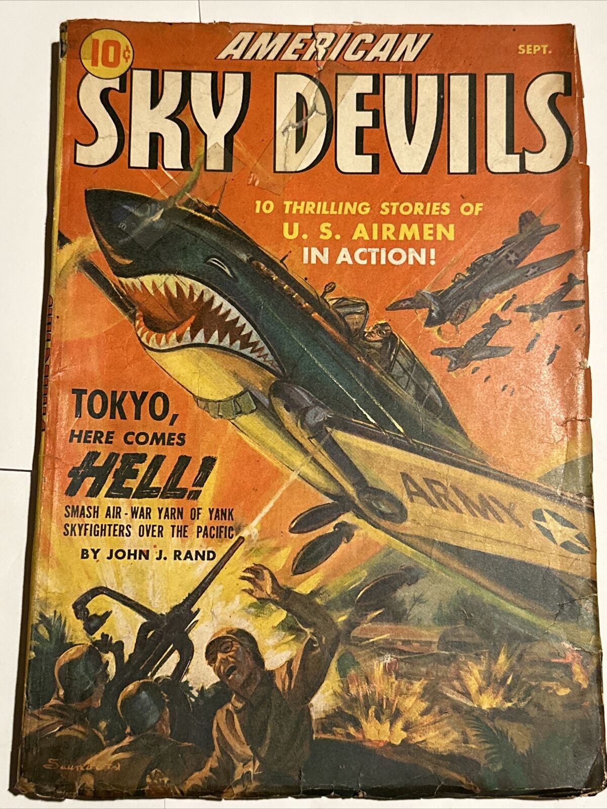 AMERICAN SKY DEVILS #2--9/1942-RED CIRCLE MARVEL PULP-NORMAN SAUNDERS FLYING ...