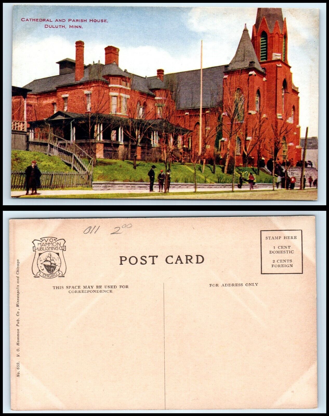 MINNESOTA Postcard - Duluth, Cathedral & Parish House K9