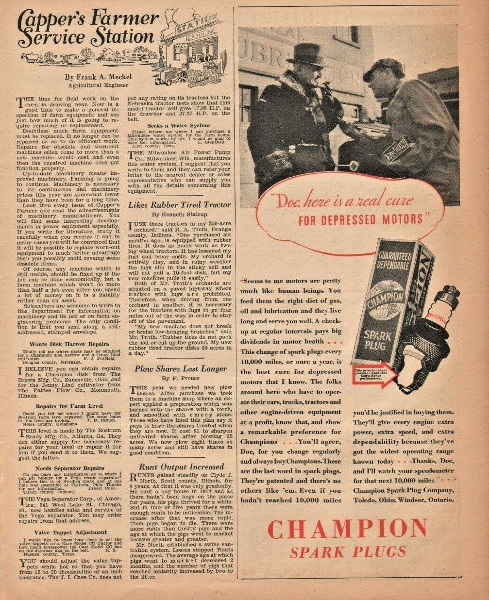 1933 Champion Spark Plugs Toledo, Ohio Windsor Ontario - Vintage Advertisement
