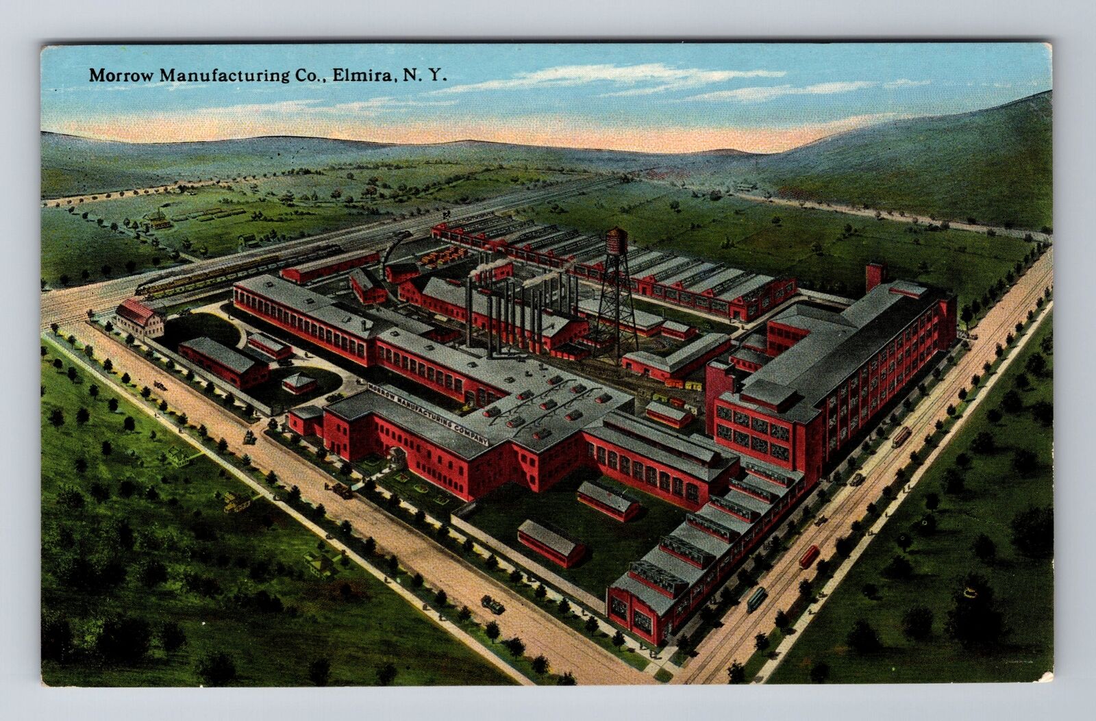 Elmira NY-New York, Morrow Manufacturing Co Aerial View, Vintage Postcard