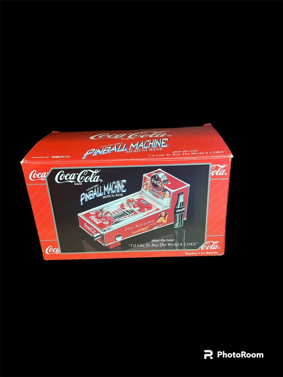 1998 Coca Cola Pinball Machine Musical Bank Enesco New Opened Box