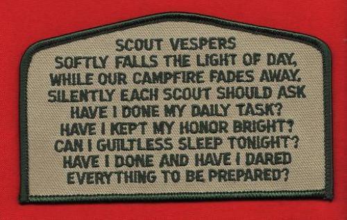SCOUT VESPERS CSP OA FLAP Patch BSA Cub Scouts of America Boy Scout Song