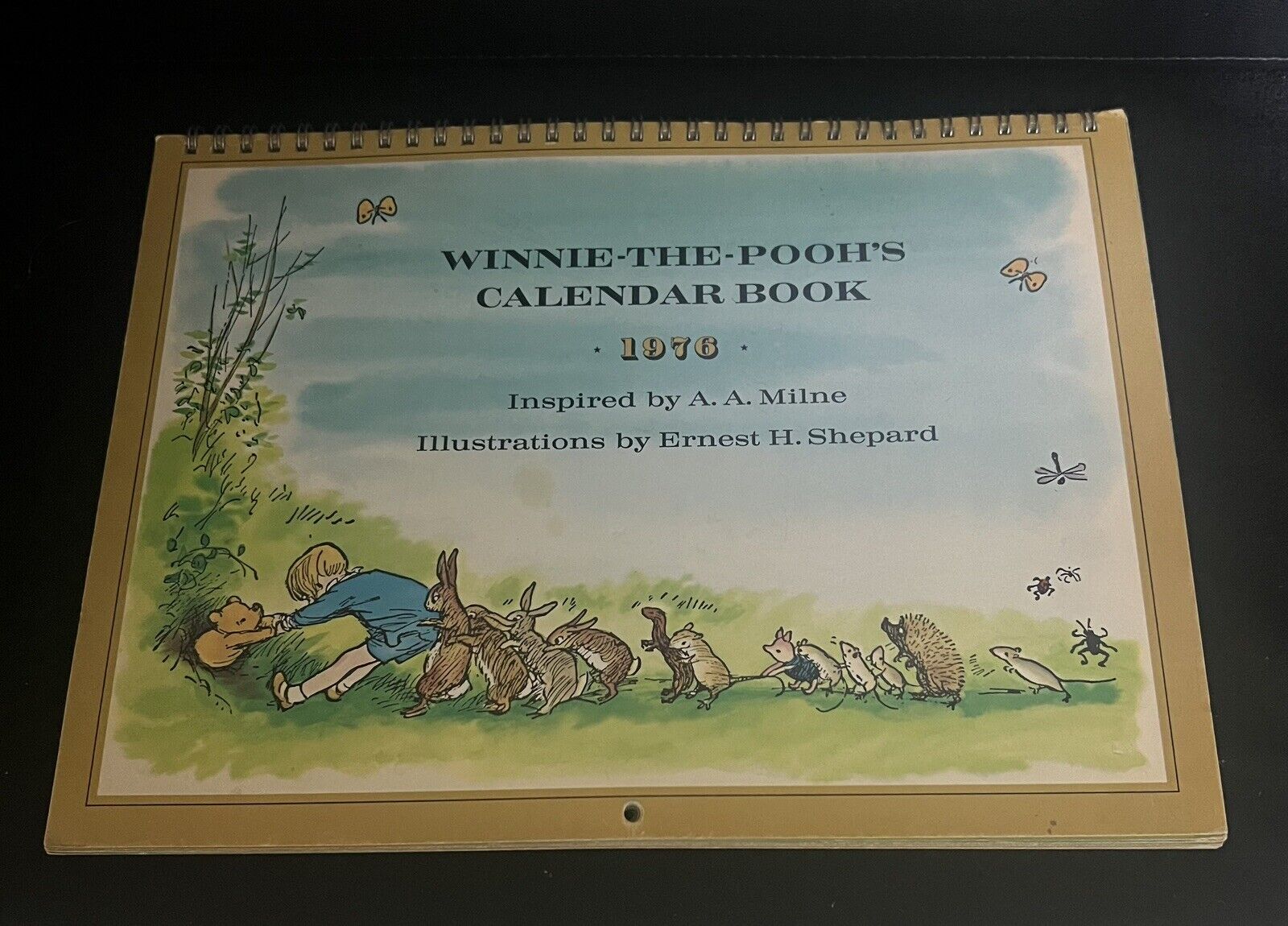 Vintage 1976 Winnie The Pooh Calendar Book Frameable Pages Rabbit Eeyore Piglet