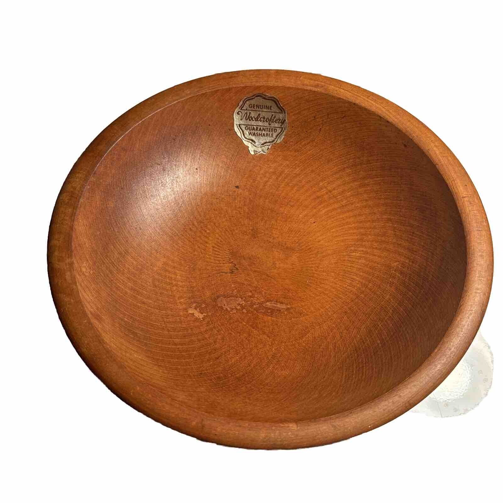 VINTAGE GENUINE WOODCRAFTERY PRODUCT WOODEN 9” BOWL