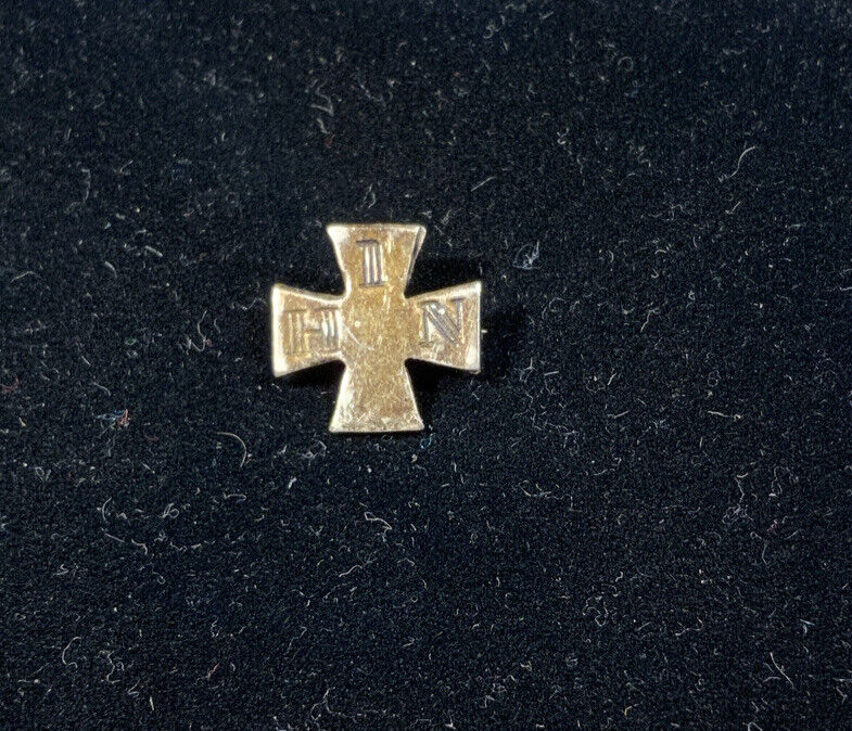 Antique 1886 Sterling Silver IHN Seal Cross Pin