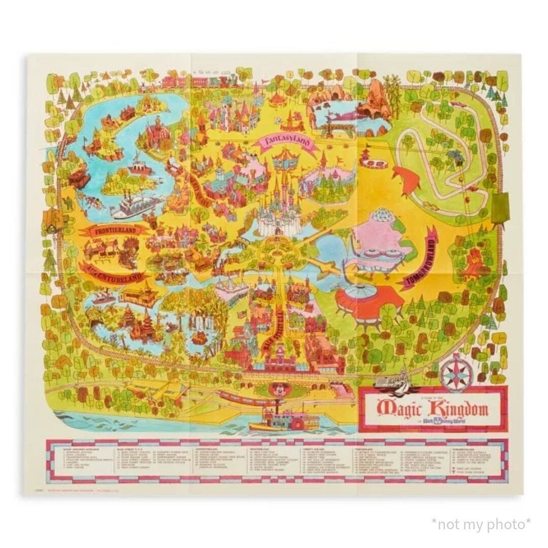 NWT Disney World 50th Anniversary Vault Series Vintage Magic Kingdom Folded Map
