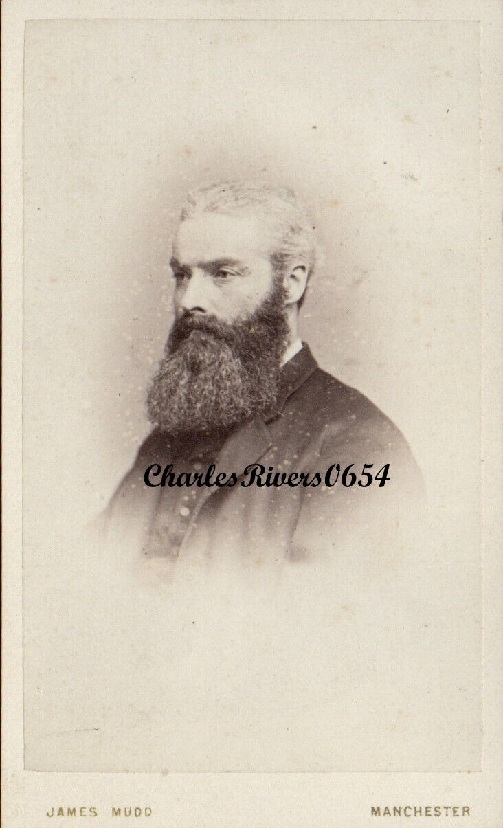1870 MANCHESTER CDV PORTRAIT OF BEARDED MAN VICTORIAN ANTIQUE PHOTO #B180