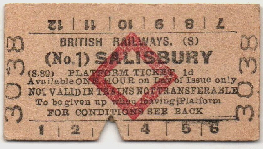 BR(S) Platform Ticket Salisbury (No.1) 1d (S.89)