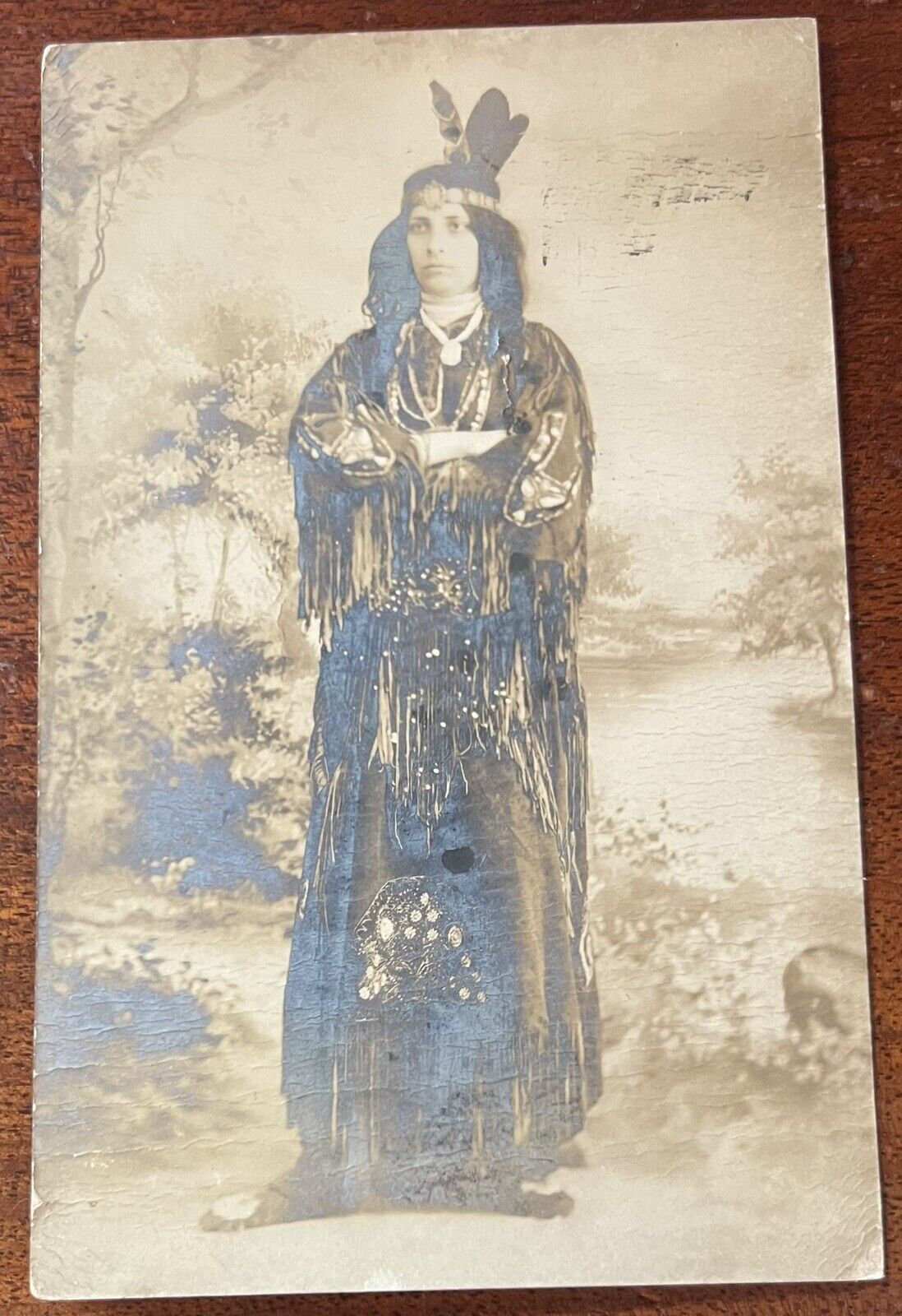 ATQ 1906 RPPC Postcard Native American Indian Woman Studio Standing Portrait UDB