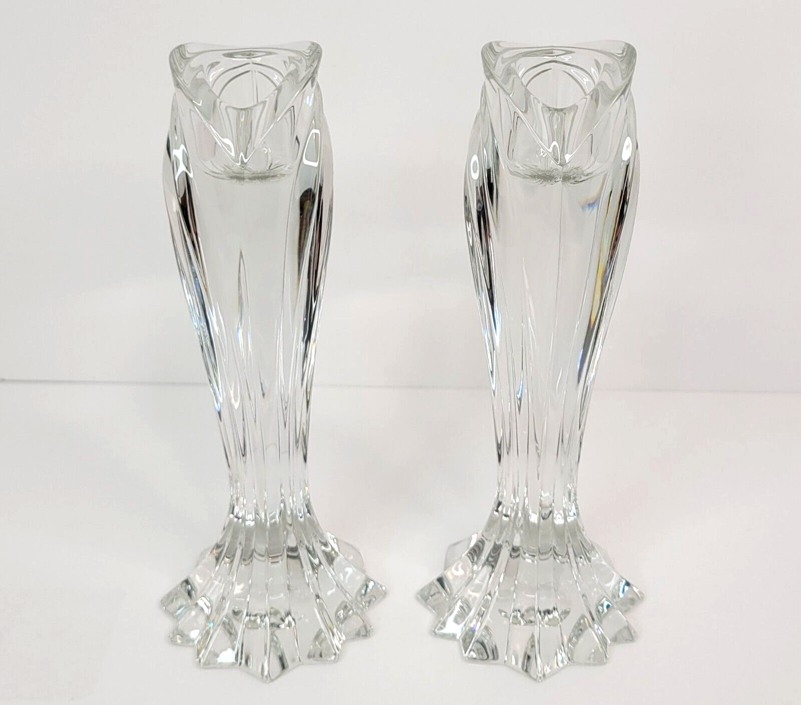 Lenox Crystal Clear Candlestick Holders Arctic Bloom 7\