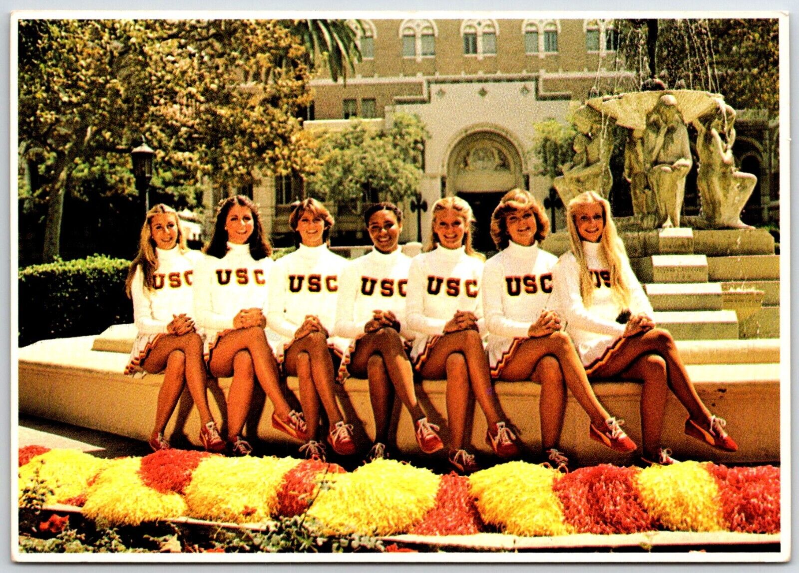 USC song girls cheerleaders California Continental postcard