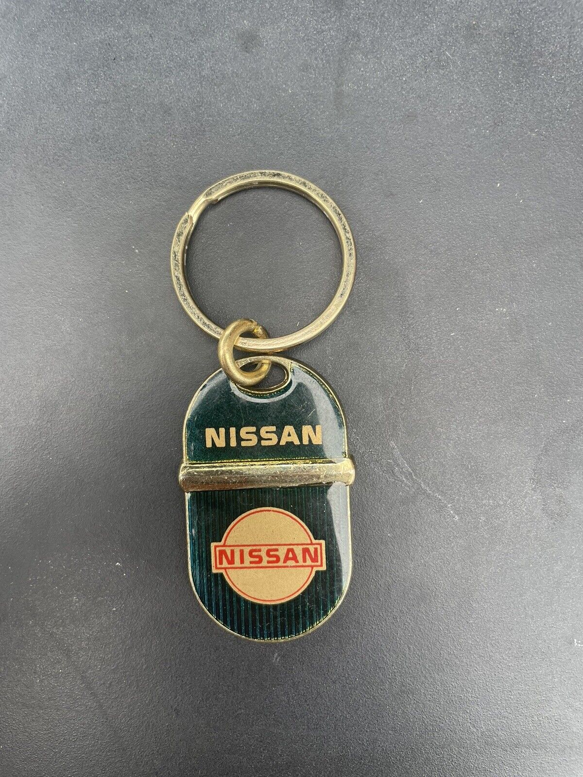 Vintage Nissan Brass Logo Car Keychain Rare