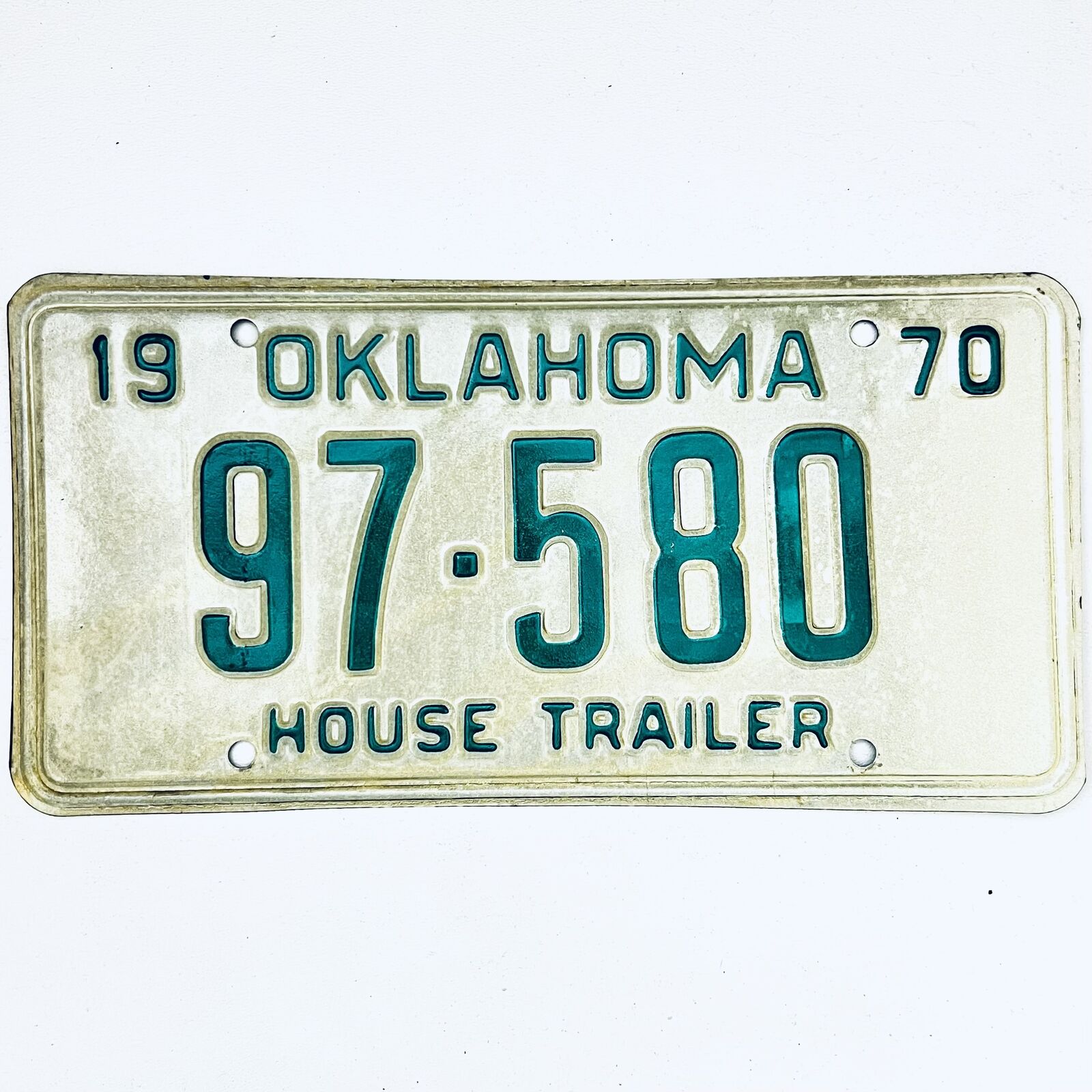 1970 United States Oklahoma House Trailer License Plate 97-580