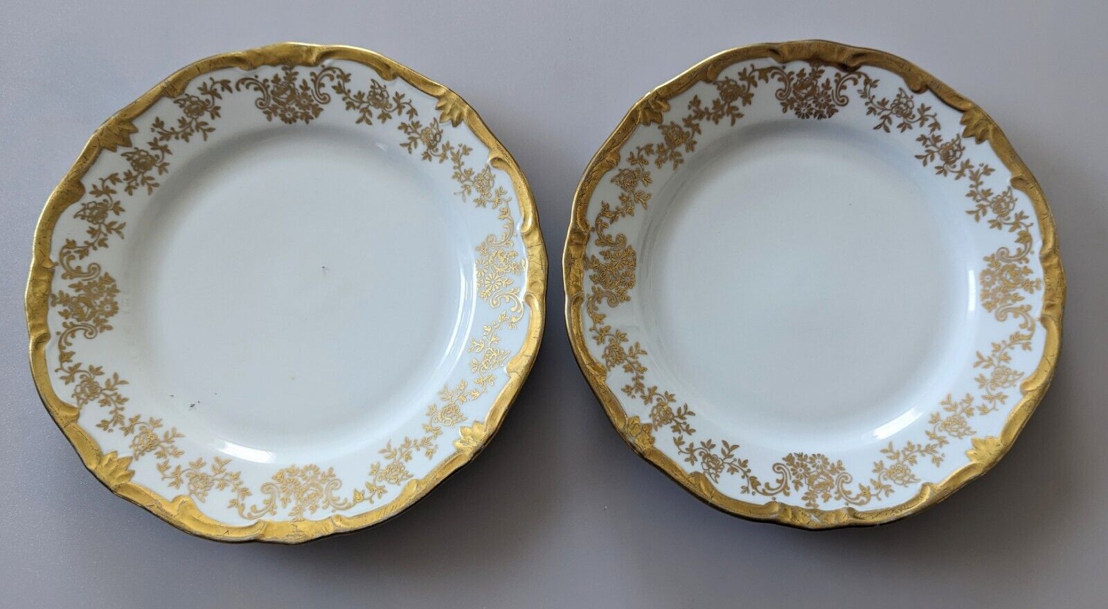 2 Vintage Katharina 14051 Weimar Collectibles 24K Gold Porcelain Salad Plates