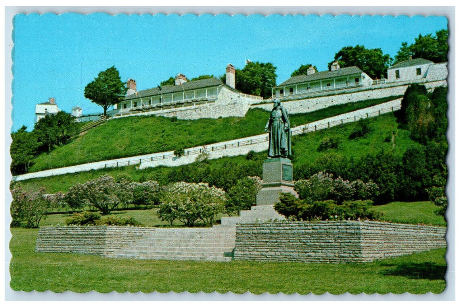 c1950\'s Father Marquette Memorial & Fort Mackinac Mackinac Island MI Postcard