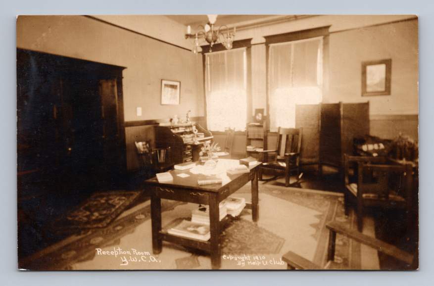 YWCA Reception Room RPPC Hesperian U Club? Antique Interior Photo 1910s
