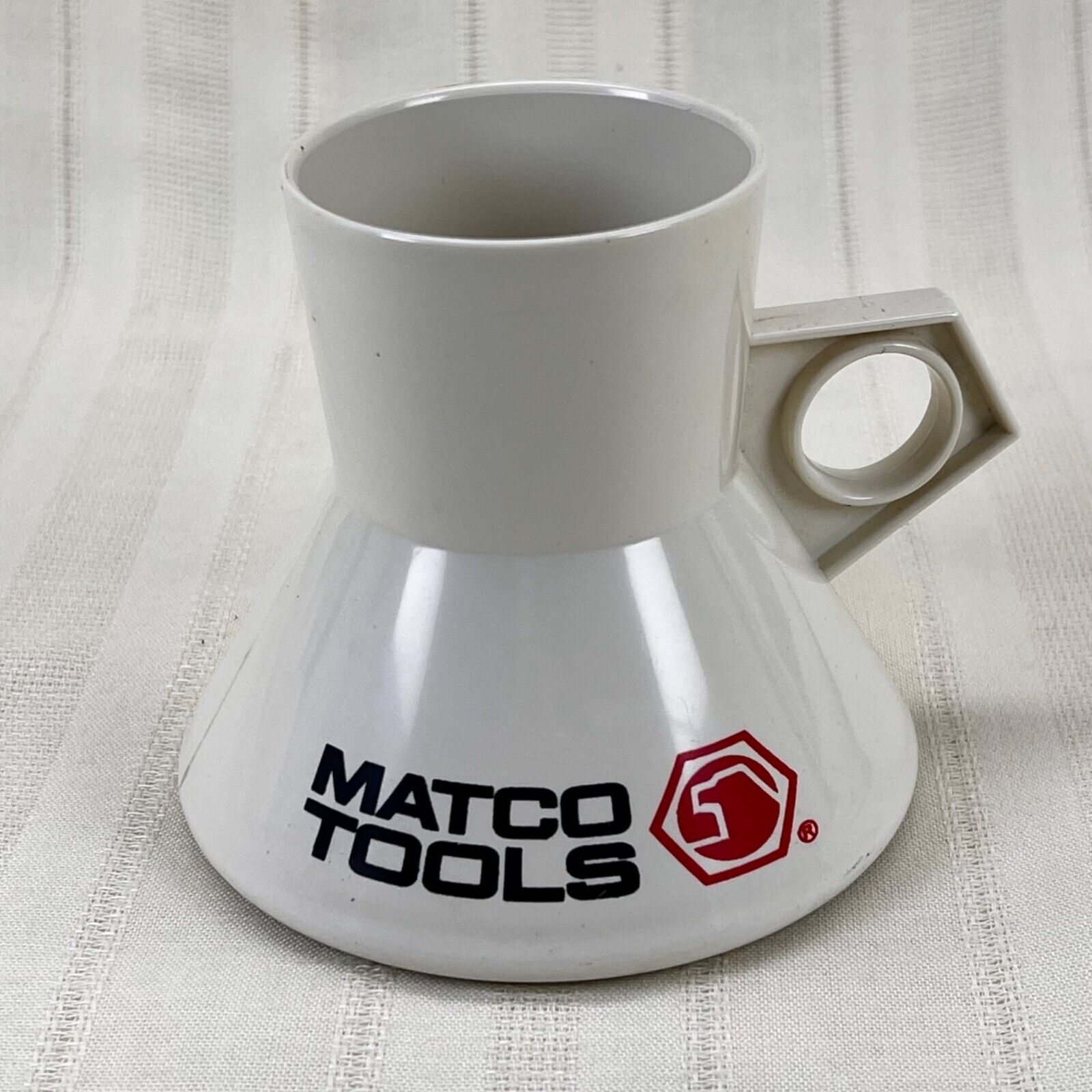 Matco Tools Mug Wide Bottom White Plastic With Hexagon Handle VINTAGE
