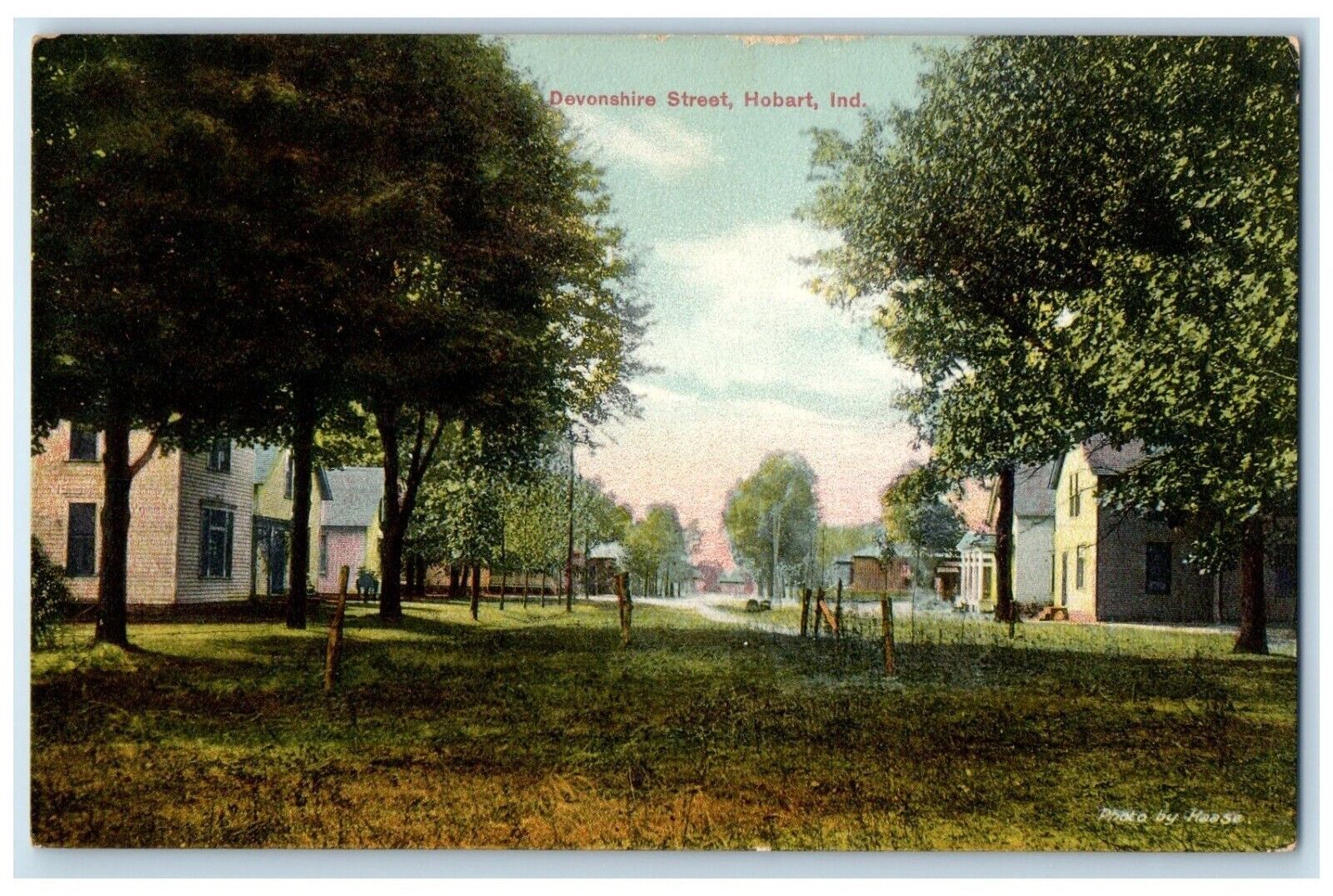 1915 Scenic View Devonshire Street Trees House Hobart Indiana IN Posted Postcard