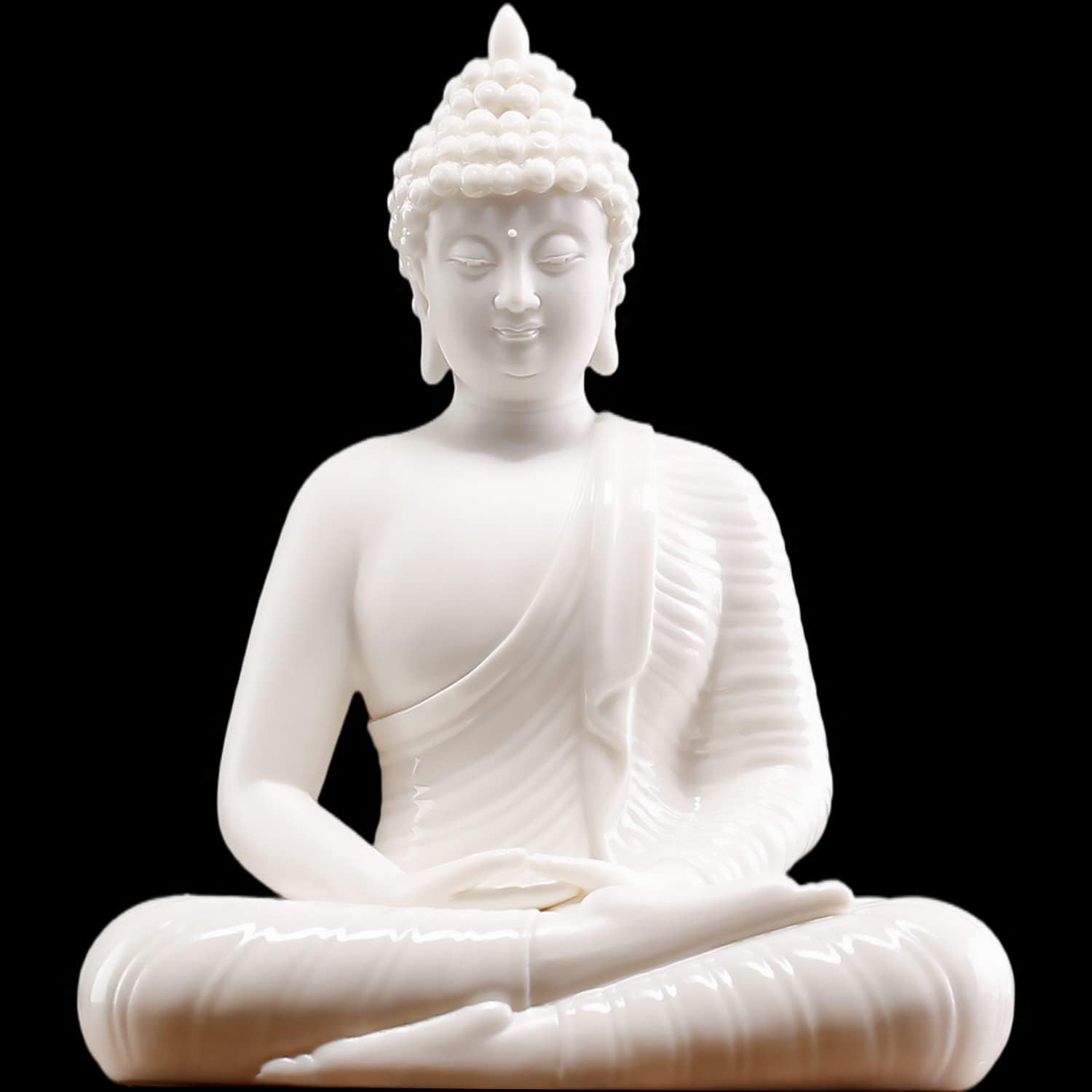 6 Inch Small White Buddha Statue for Home Decor, Ceramic Meditation Buddha Decor