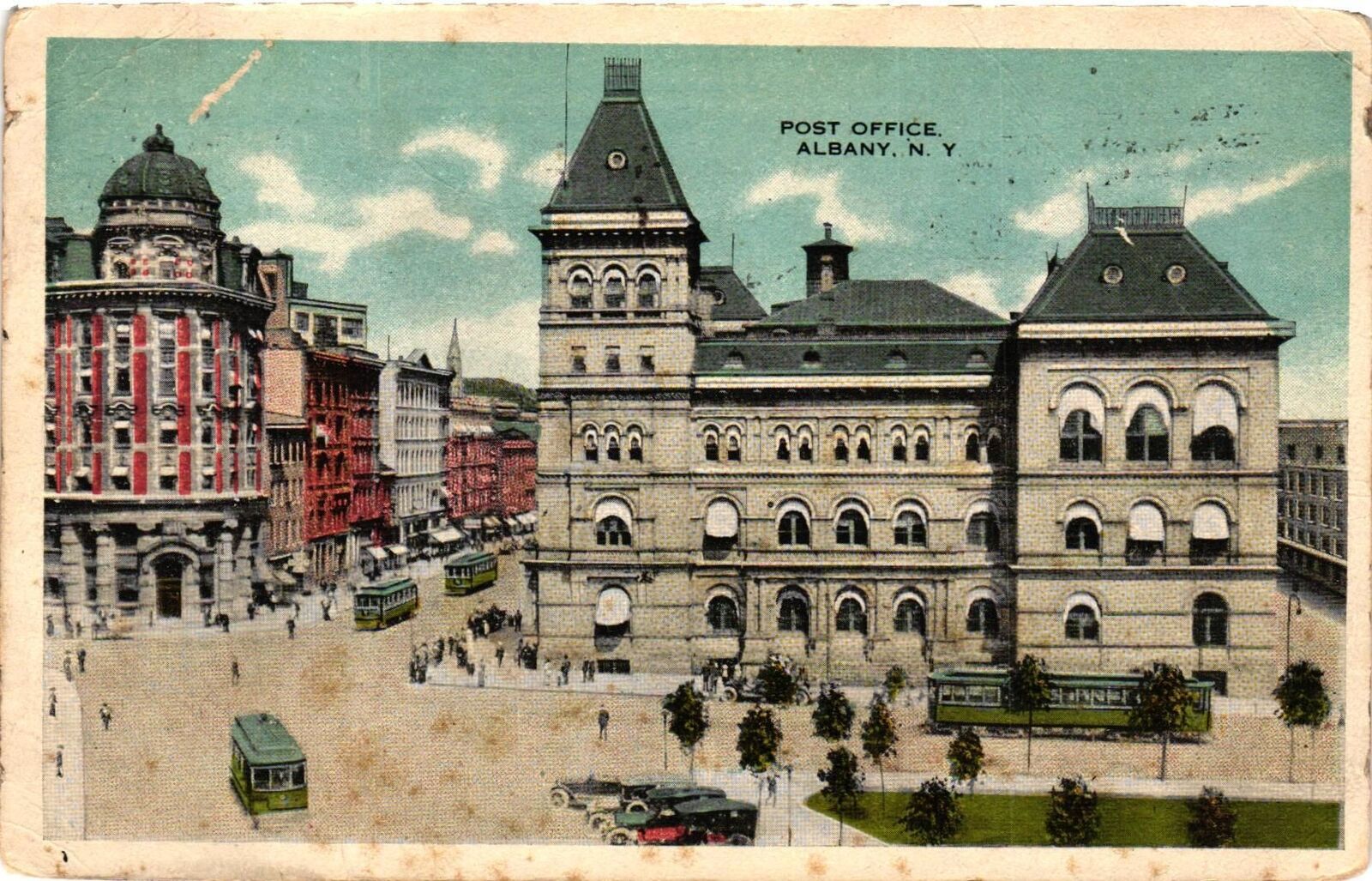 Vintage Postcard- POST OFFICE, ALBANY, N.Y.