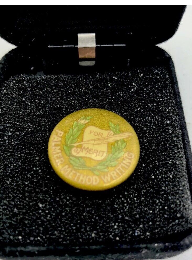 Vintage Palmer Method Writing For Merit Award Metal Pin Pinback Button