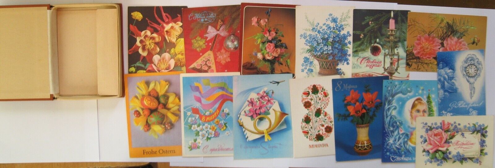 Greeting Cards Soviet Vintage Set 46 pc in carton packaging USSR
