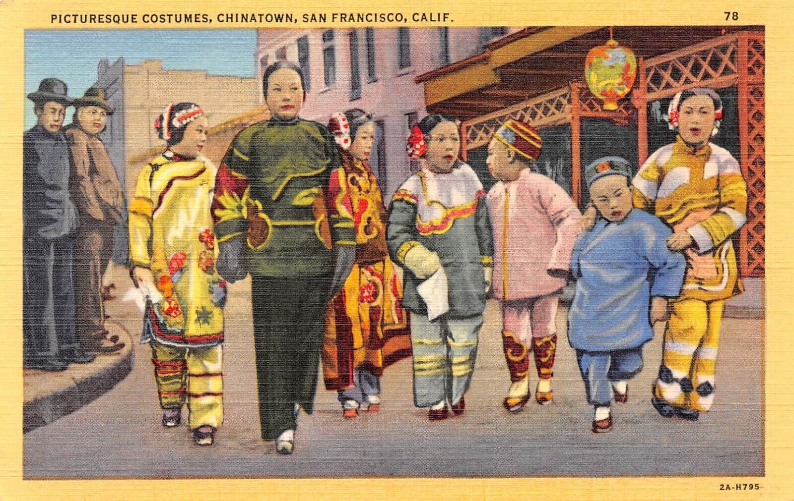 D2270 Picturesque Costumes, Chinatown, San Francisco, CA - 1932 Teich Linen PC
