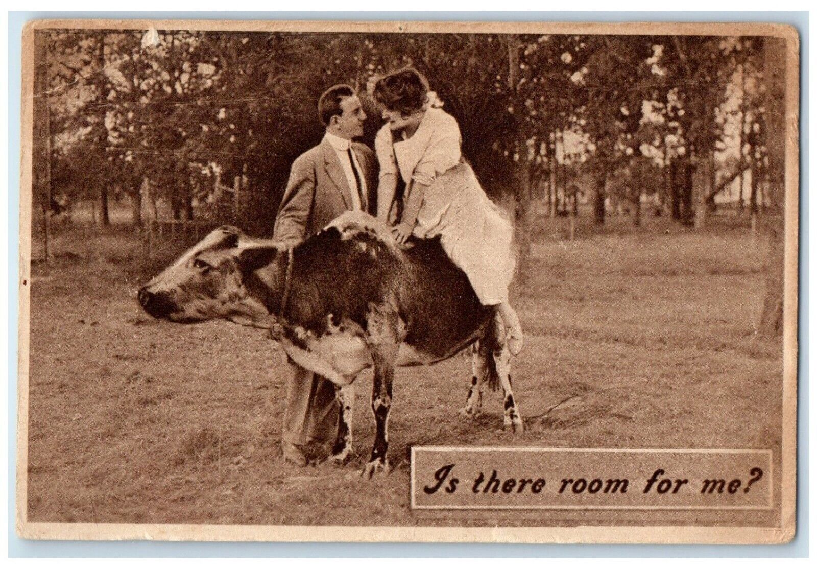 c1910s Sweet Couple Romance Is There Room For Me Chestertown NY Antique Postcard