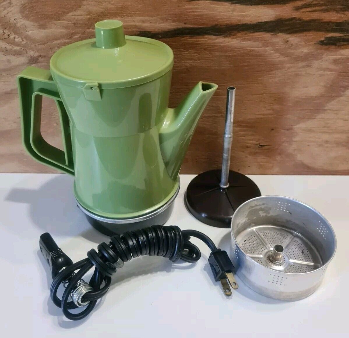 Vintage Cornwall percolator coffee maker Avocado green 2034 70s retro SEE DESCRP