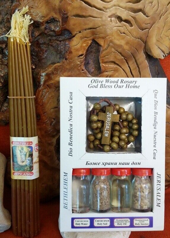 Home purification set+ Beeswax 33 Candles Blessed from Holy Sepulchre Jerusalem