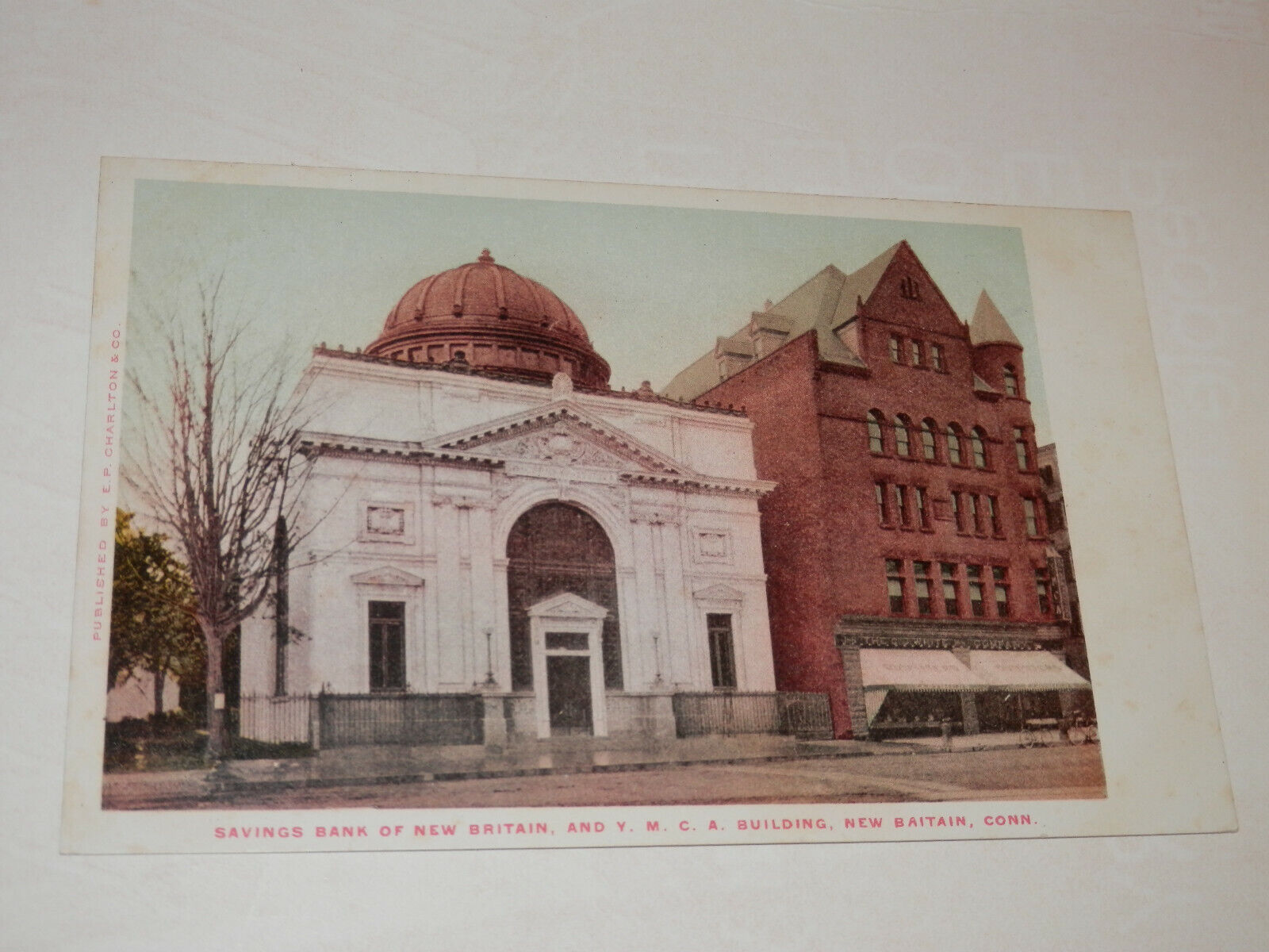 NEW BRITAIN CT - 1901-1907 ERA POSTCARD - SAVINGS BANK and Y.M.C.A. BUILDING
