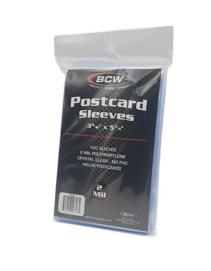 (Pack of 100) BCW Standard Size Postcard Sleeves Archival Quality No PVC 2 Mil
