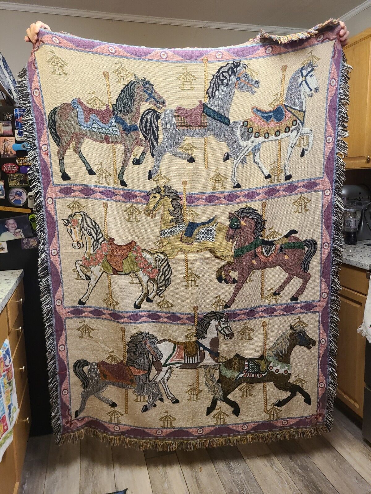 Carosel Horse Blanket Vintage . Excellent 4×6.