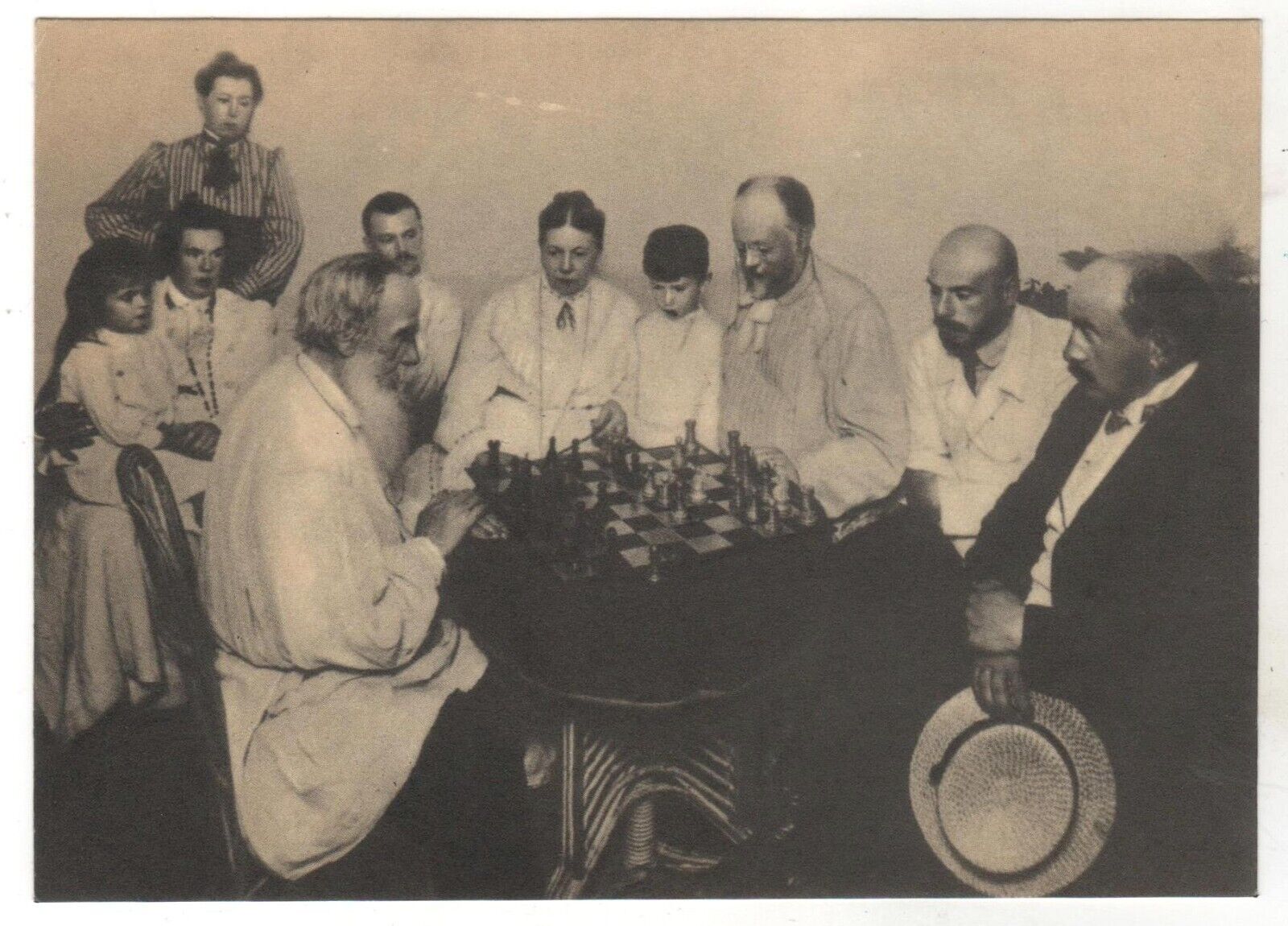 1970 L. TOLSTOY plays chess Writer World\'s greatest novelist Old Russia Postcard