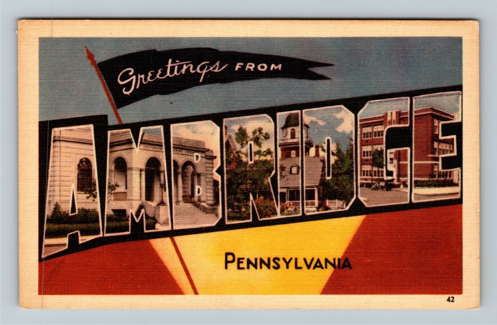 Ambridge PA-Pennsylvania, LARGE LETTTER Greetings, Vintage Postcard