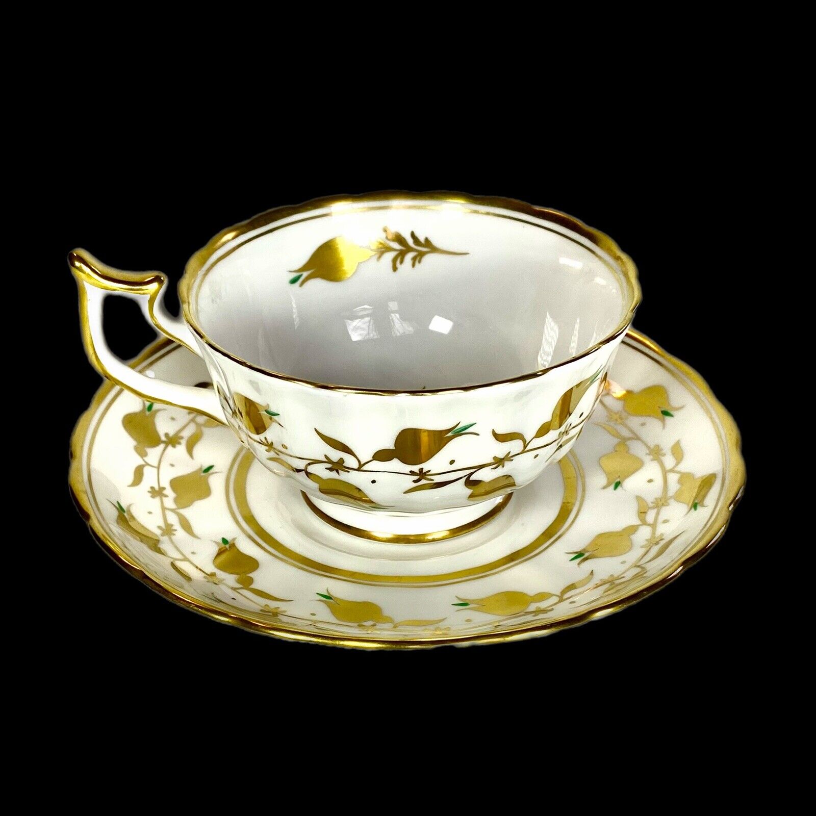 Tea Cup and Saucer Royal Chelsea English Bone China England Golden Jade
